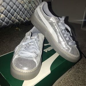 Basket platform silver puma shoes